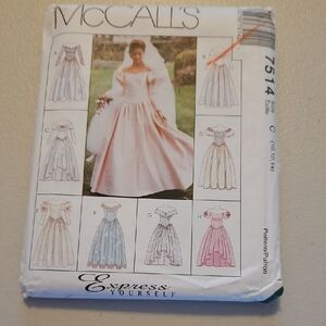 McCall's Women's Wedding Dress Sewing Pattern - Pink Bridal Gown